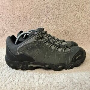 Oboz Bridger Low B-DRY Waterproof Hiking Trail Shoes Gray Black Womens 9.5 Wide